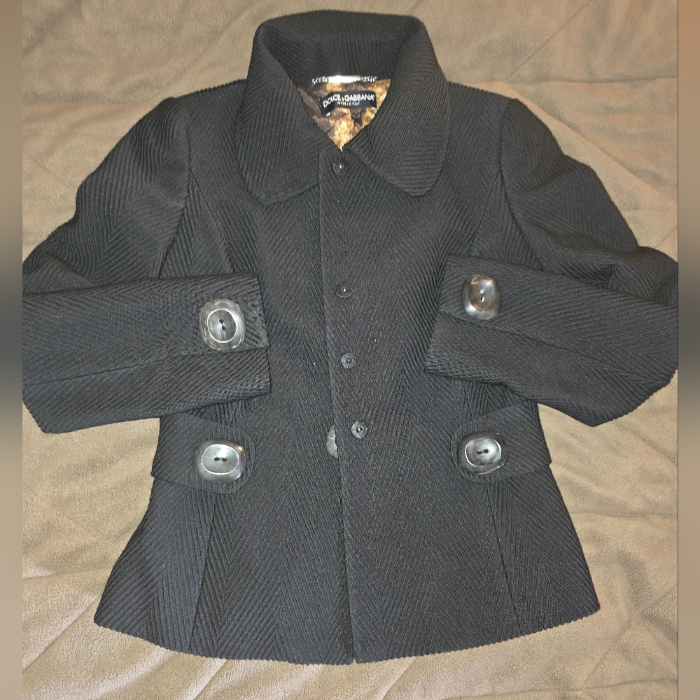 Dolce & Gabbana Luxury Item! Virgin Wool & Silk Jacket in Black. Sz 38.